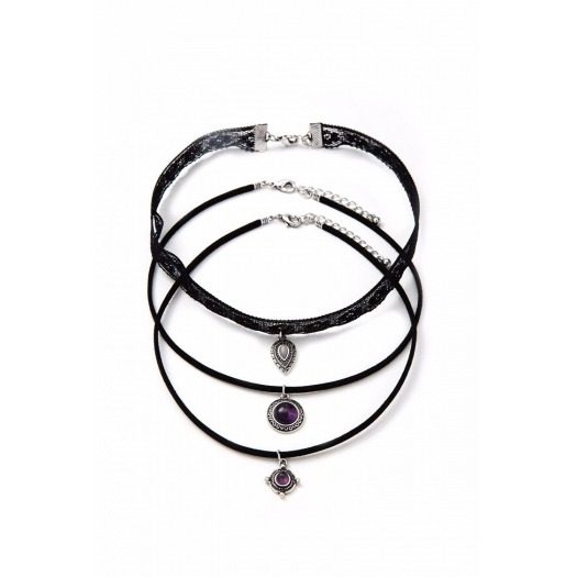 CHOKER TERCIOPELO COLGANTE MORADO