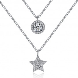 GARGANTILLA DOBLE ESTRELLITA Y CIRCONITA MODELO 217