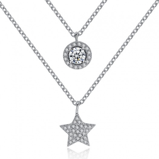 GARGANTILLA DOBLE ESTRELLITA Y CIRCONITA MODELO 217