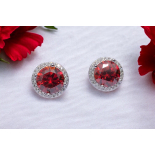 Pendientes Moissanita Roja de fiesta. Modelo 643