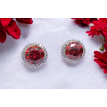 Pendientes Moissanita Roja de fiesta. Modelo 643
