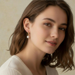 Pendientes plata dorada perla colgante modelo 655