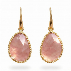 Pendientes de Cuarzo Natural Modelo Alba Rosa