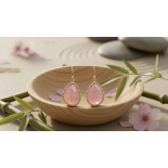 Pendientes de Cuarzo Natural Modelo Alba Rosa