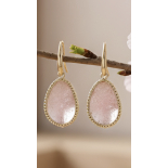 Pendientes de Cuarzo Natural Modelo Alba Rosa