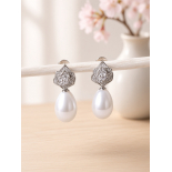 Pendientes Perlas y Flor Modelo Shizuku